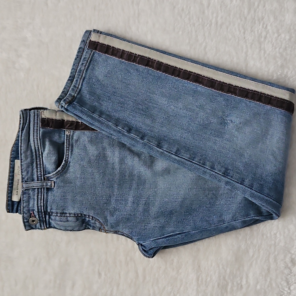 Anthropolgie Pilcro And The Letterpress Slim Boyfriend Distressed Jeans Blue 27 - Picture 7 of 12